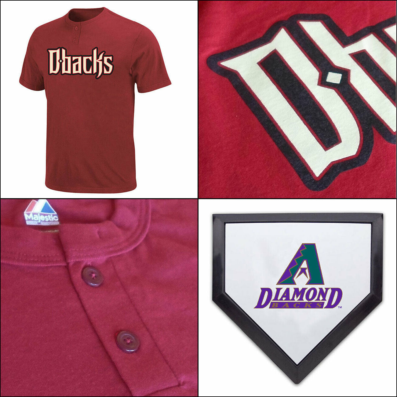 Arizona Diamondbacks 2 Button MLB T shirt PLUS 2 Mini Home Plate Coasters