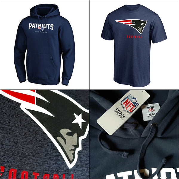 New England Patriots Iconic Wordmark Graphic Navy Hoodie + T Shirt